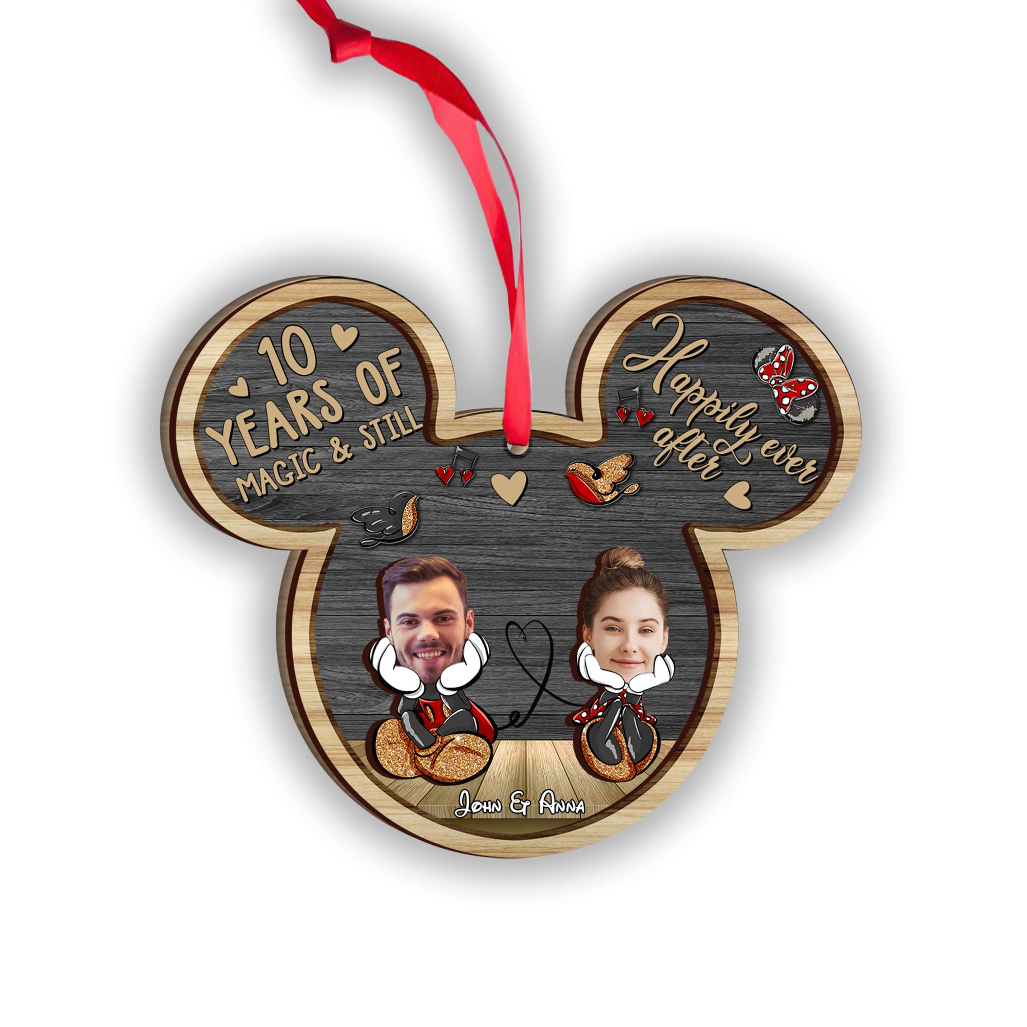 Personalized Mickey Mouse Layered Ornament Custom Gift for Couples