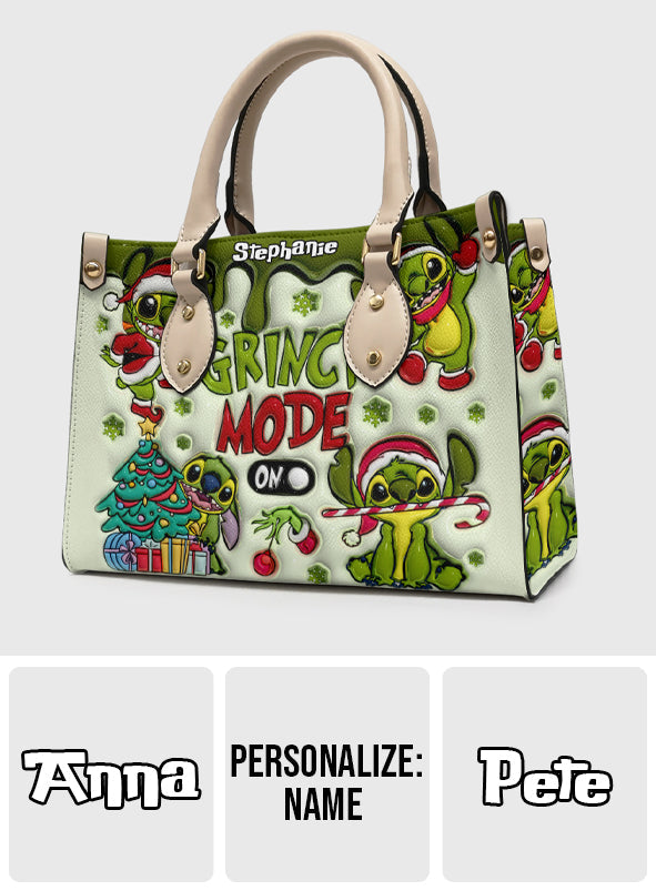 Personalized Grinch Mode Leather Handbag Custom Name Gift for Her