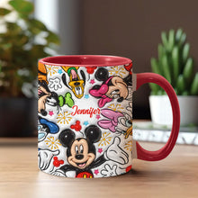 Load image into Gallery viewer, Personalized Mickey Mouse Accent Mug Custom Name Holiday Gift

