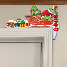Load image into Gallery viewer, Personalized Grinch Door Frame Decoration with Custom Names for Christmas
