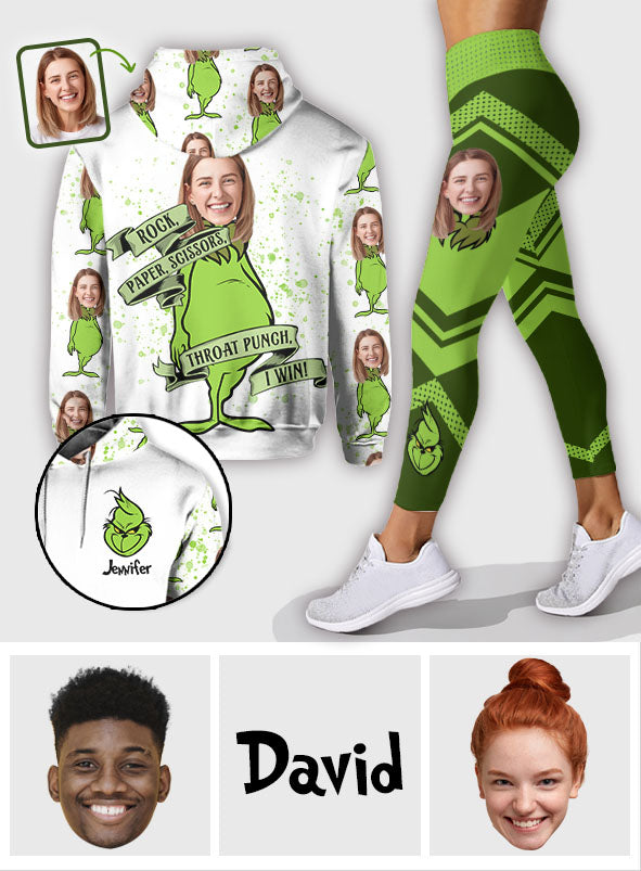 Personalized Grinch Hoodie & Leggings Set Custom Name Gift for Christmas