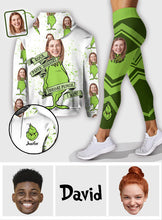 Load image into Gallery viewer, Personalized Grinch Hoodie &amp; Leggings Set Custom Name Gift for Christmas
