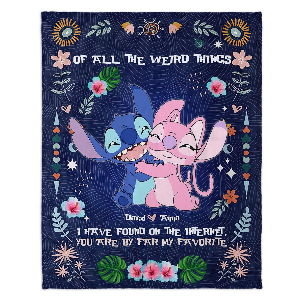 Personalized Ohana Blanket Custom Name Gift for Couples