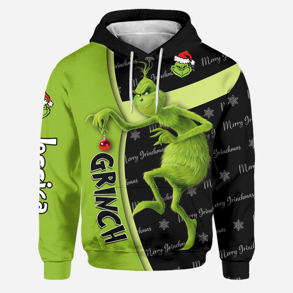Personalized Grinch Hoodie and Leggings Custom Name Gift for Christmas