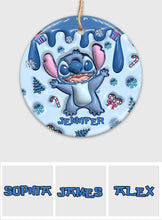 Load image into Gallery viewer, Personalized Ceramic Circle Ornament Merry Christmas Gift
