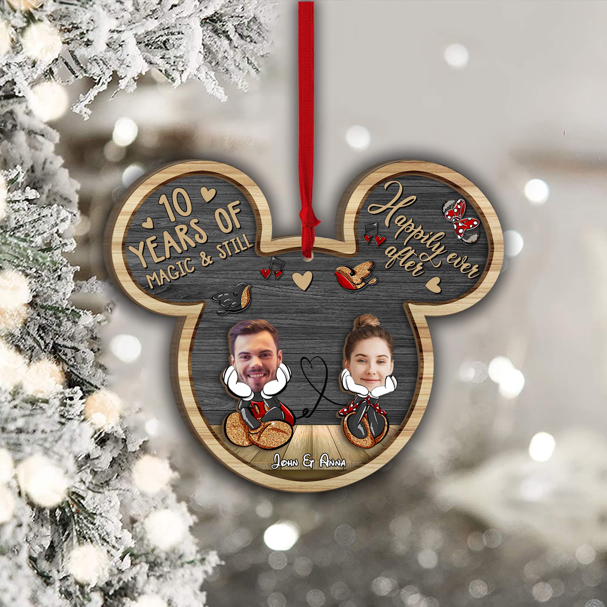 Personalized Mickey Mouse Layered Ornament Custom Gift for Couples