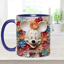 Load image into Gallery viewer, Personalized Floral Mouse Accent Mug Custom Name Gift for Mom
