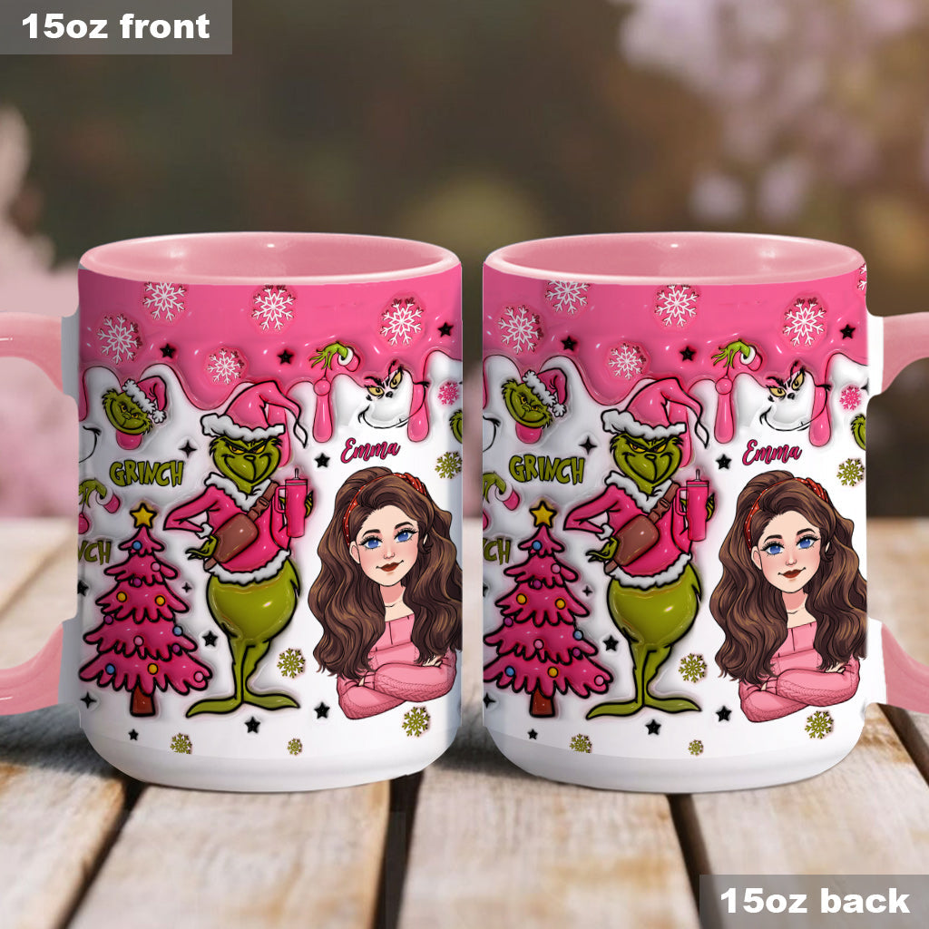 Personalized Grinch Accent Mug with Custom Name for Christmas Gift