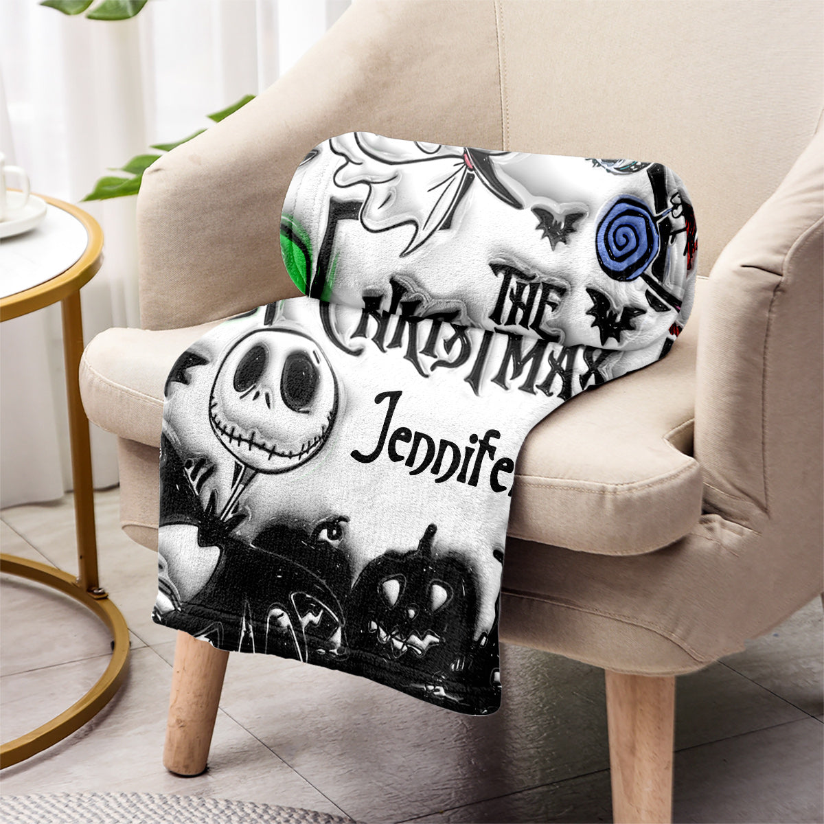 Personalized Nightmare Before Christmas Blanket Gift for Kids