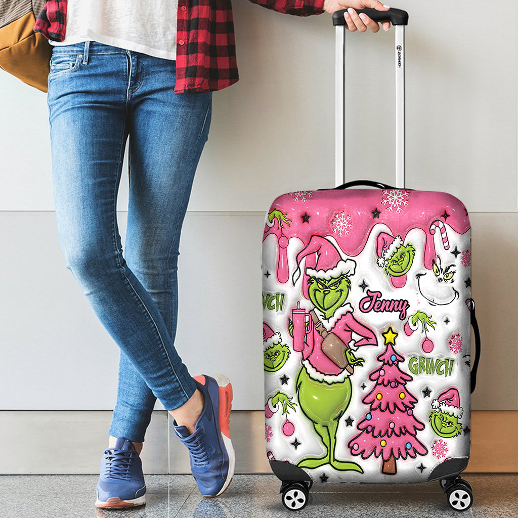 Personalized Grinchmas Luggage Cover Custom Name for Christmas