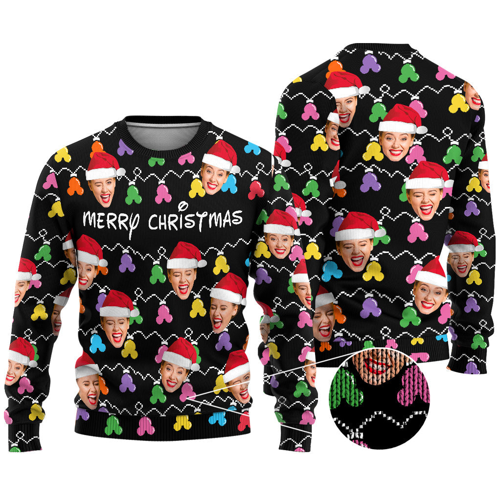 Personalized Merry Christmas Mouse Ear Ugly Sweater Gift