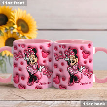 Load image into Gallery viewer, Personalized Pink Minnie Mouse Accent Mug with Custom Name Gift
