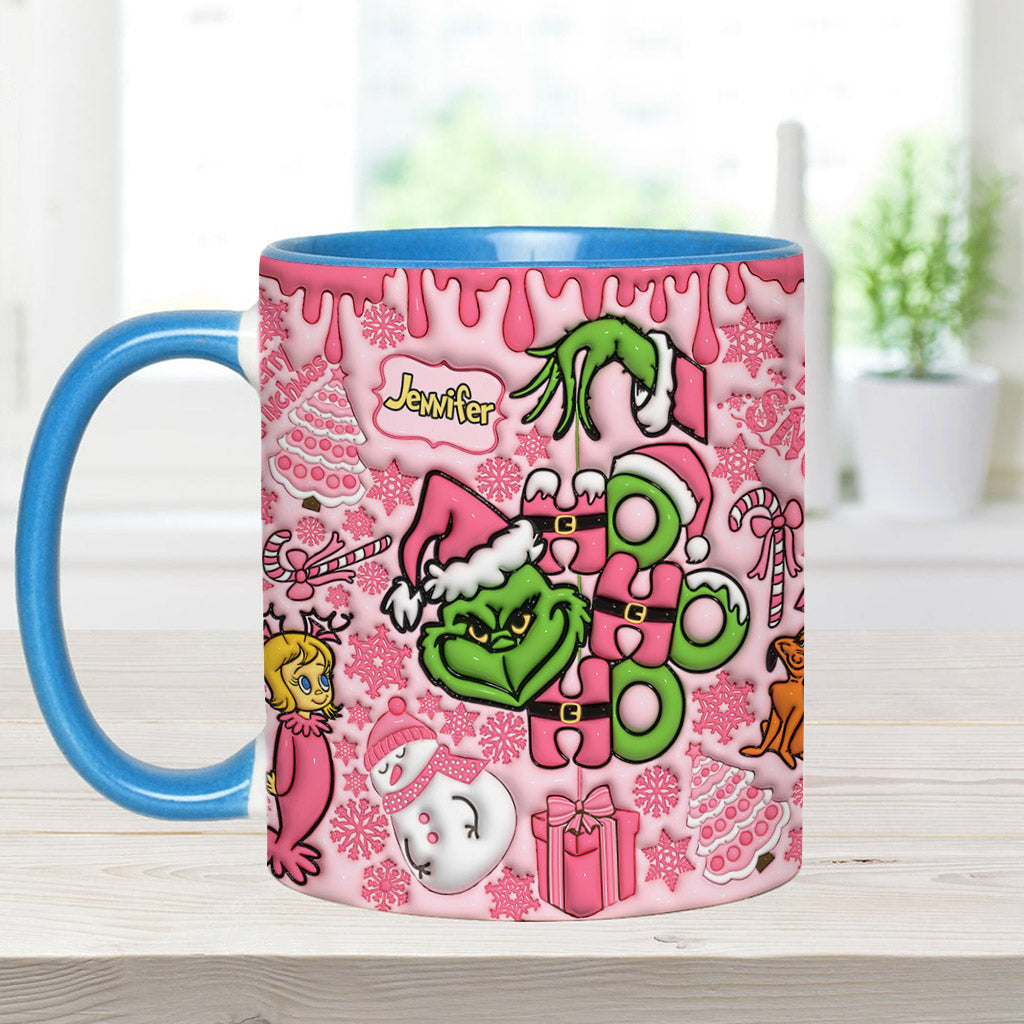 Personalized Grinch Christmas Accent Mug with Custom Name for Holiday Gifts