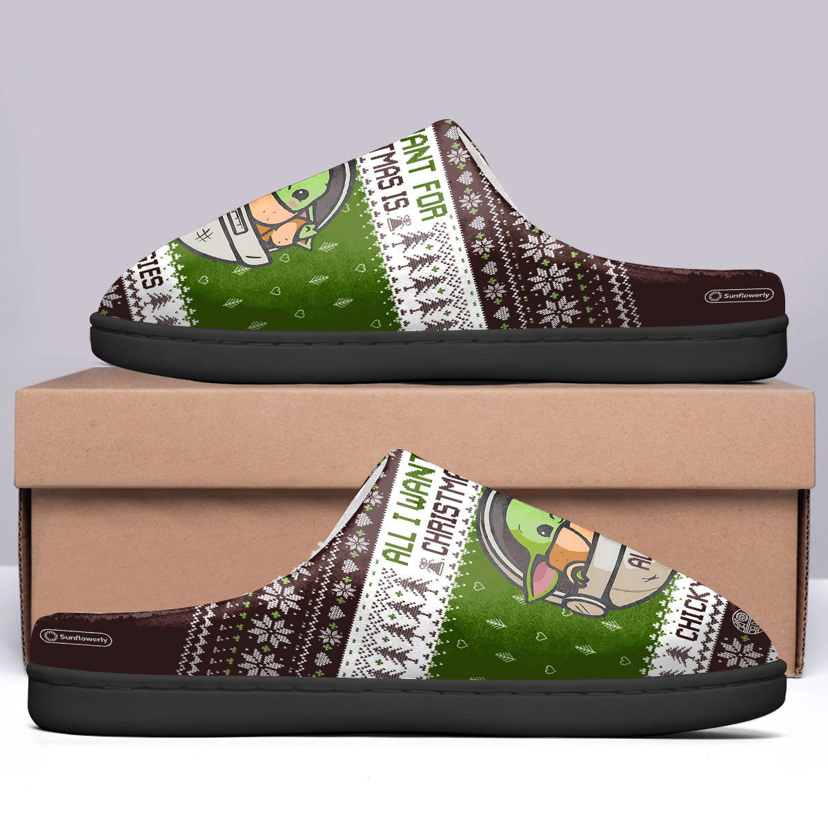 Personalized Christmas Slippers with Custom Name Chicky Nuggies Gift