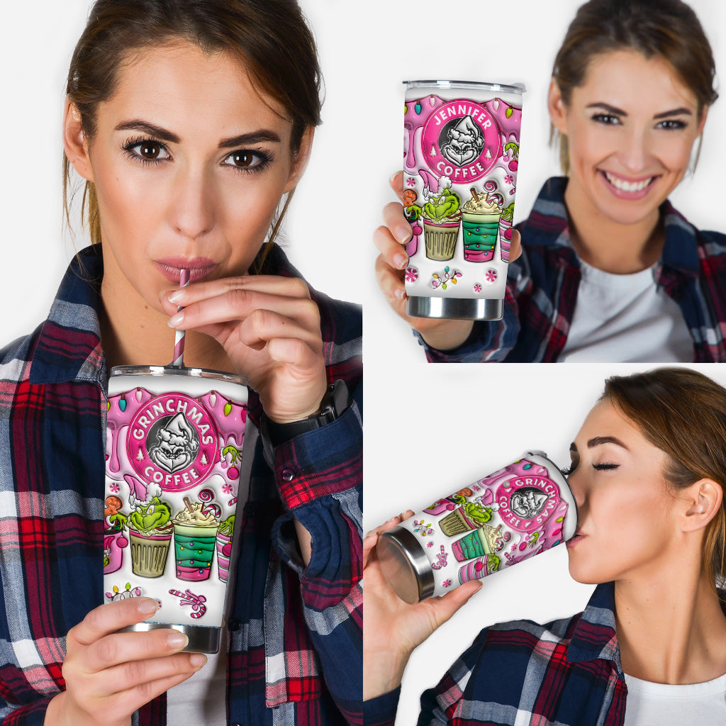 Personalized Grinchmas Tumbler with Custom Name for Christmas Gift