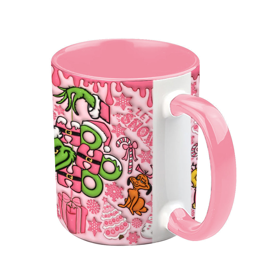 Personalized Grinch Christmas Accent Mug with Custom Name for Holiday Gifts