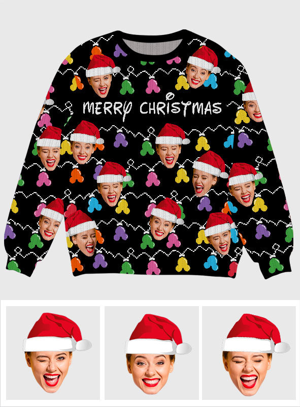 Personalized Merry Christmas Mouse Ear Ugly Sweater Gift