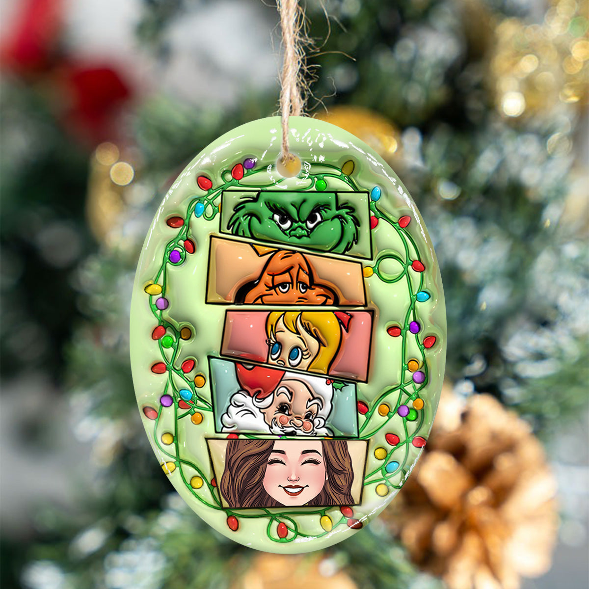 Personalized Grinch Squad Ceramic Ornament Holiday Gift