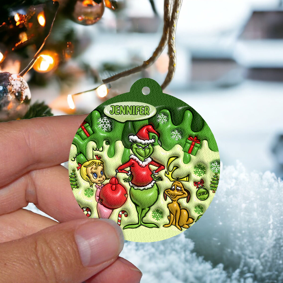 Personalized Christmas Circle Air Freshener Custom Name Gift
