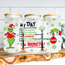 Load image into Gallery viewer, Personalized Grinch Can Glass with Straw Customized for Christmas
