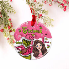 Load image into Gallery viewer, Personalized Ceramic Christmas Ornament Merry Grinchmas Gift
