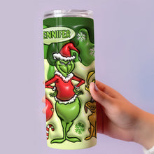 Load image into Gallery viewer, Personalized Grinchmas Skinny Tumbler Custom Name Gift for Christmas
