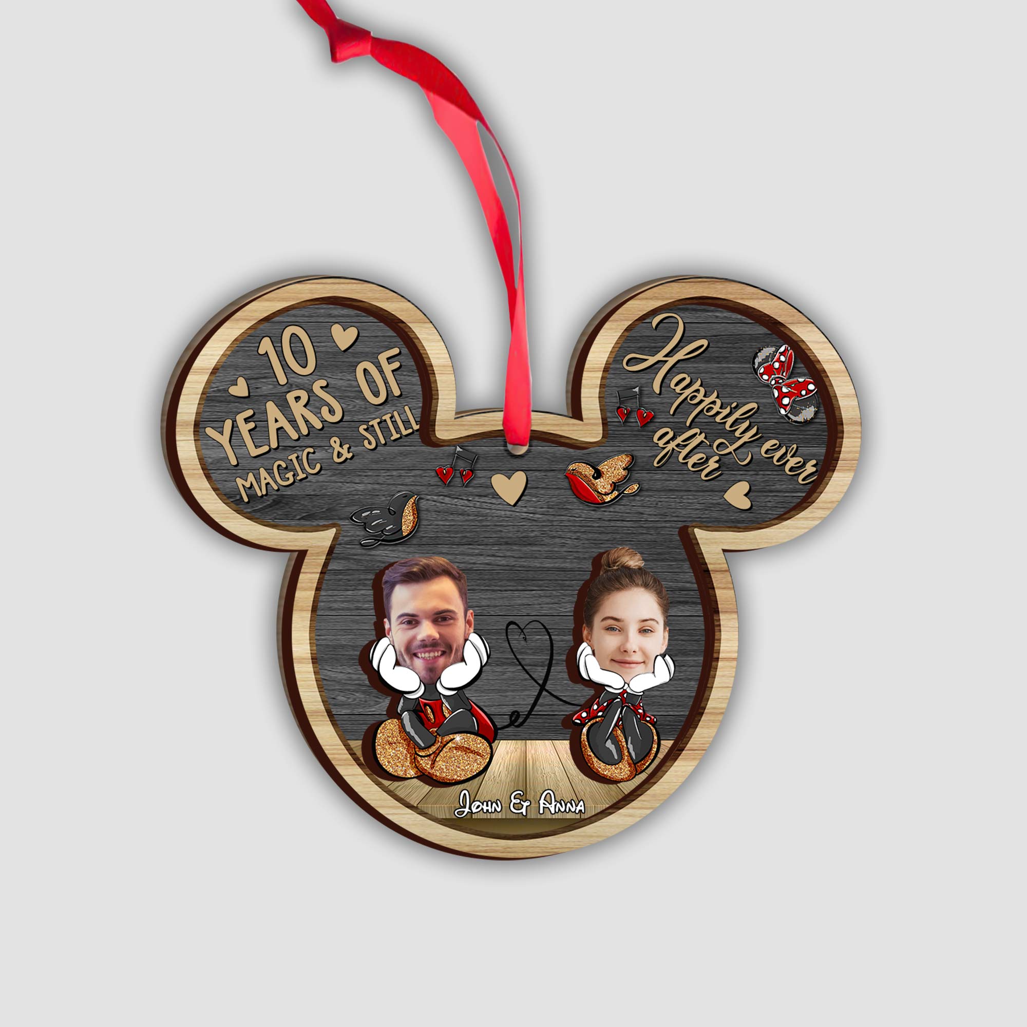 Personalized Mickey Mouse Layered Ornament Custom Gift for Couples