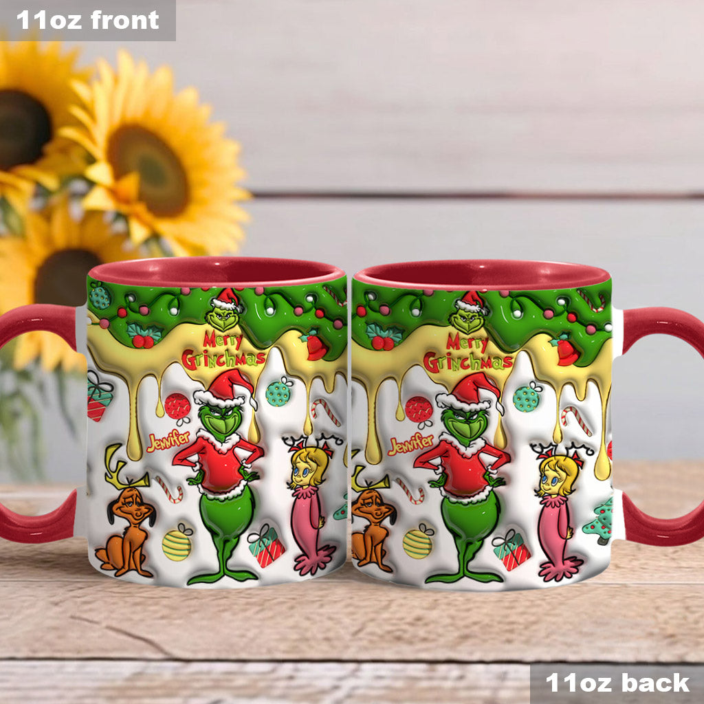 Personalized Merry Grinchmas Accent Mug Custom Name Gift