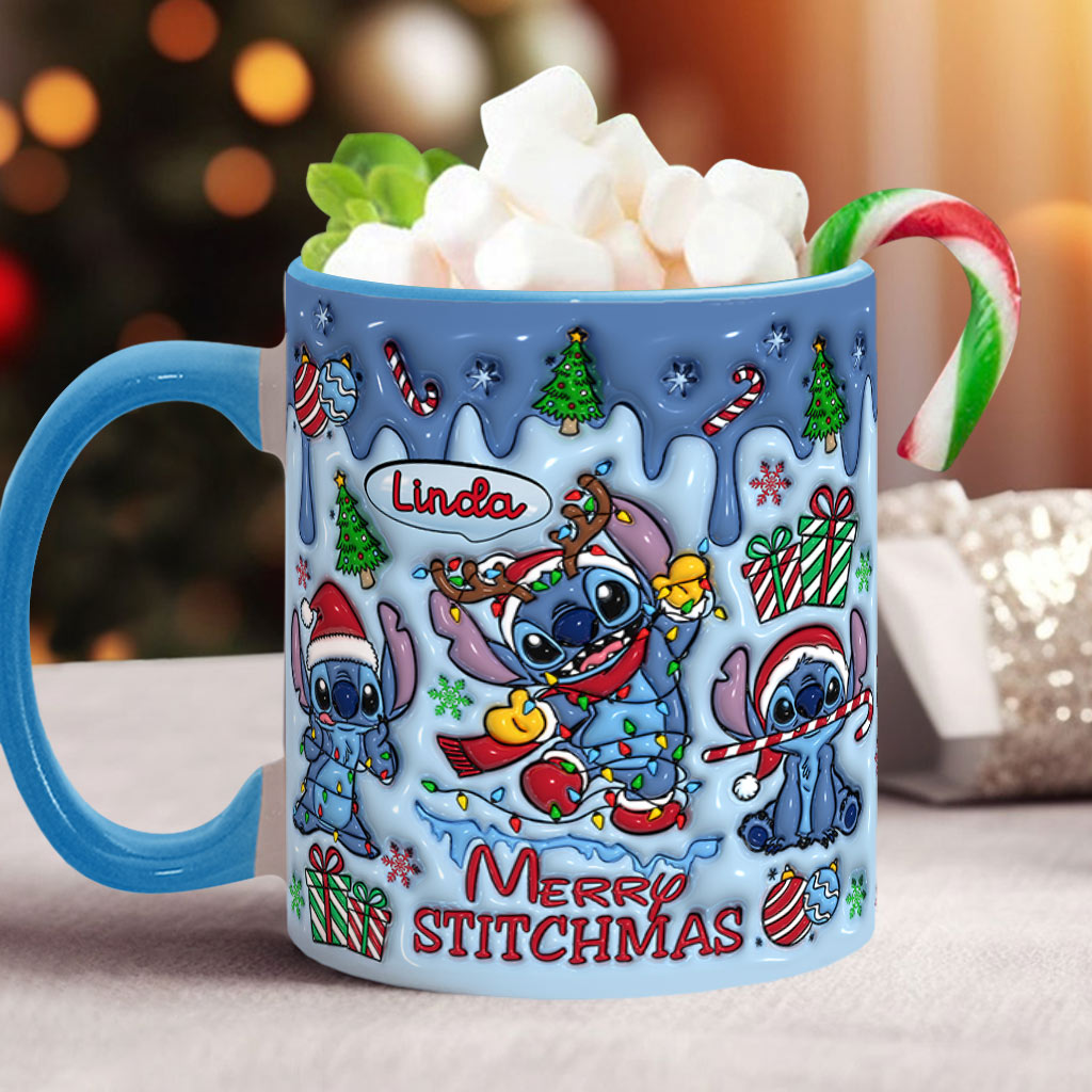 Personalized Merry Stitchmas Ohana Accent Mug Gift for Mom