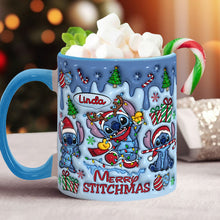 Load image into Gallery viewer, Personalized Merry Stitchmas Ohana Accent Mug Gift for Mom
