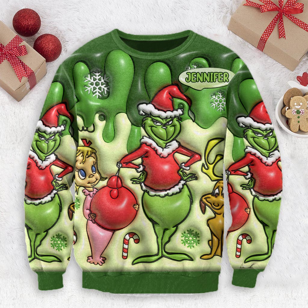 Personalized Grinch Christmas Ugly Sweater Gift for Mom