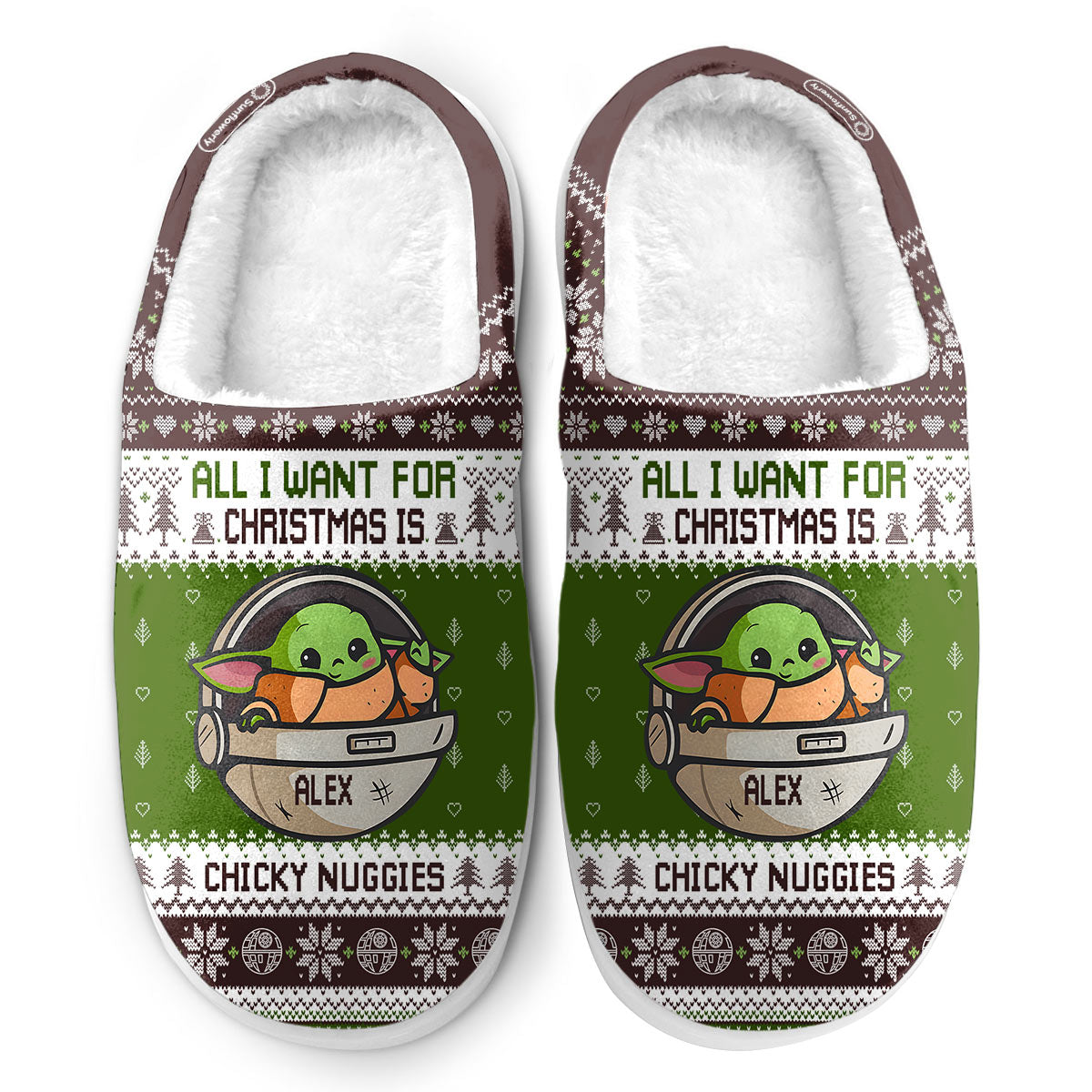 Personalized Christmas Slippers with Custom Name Chicky Nuggies Gift