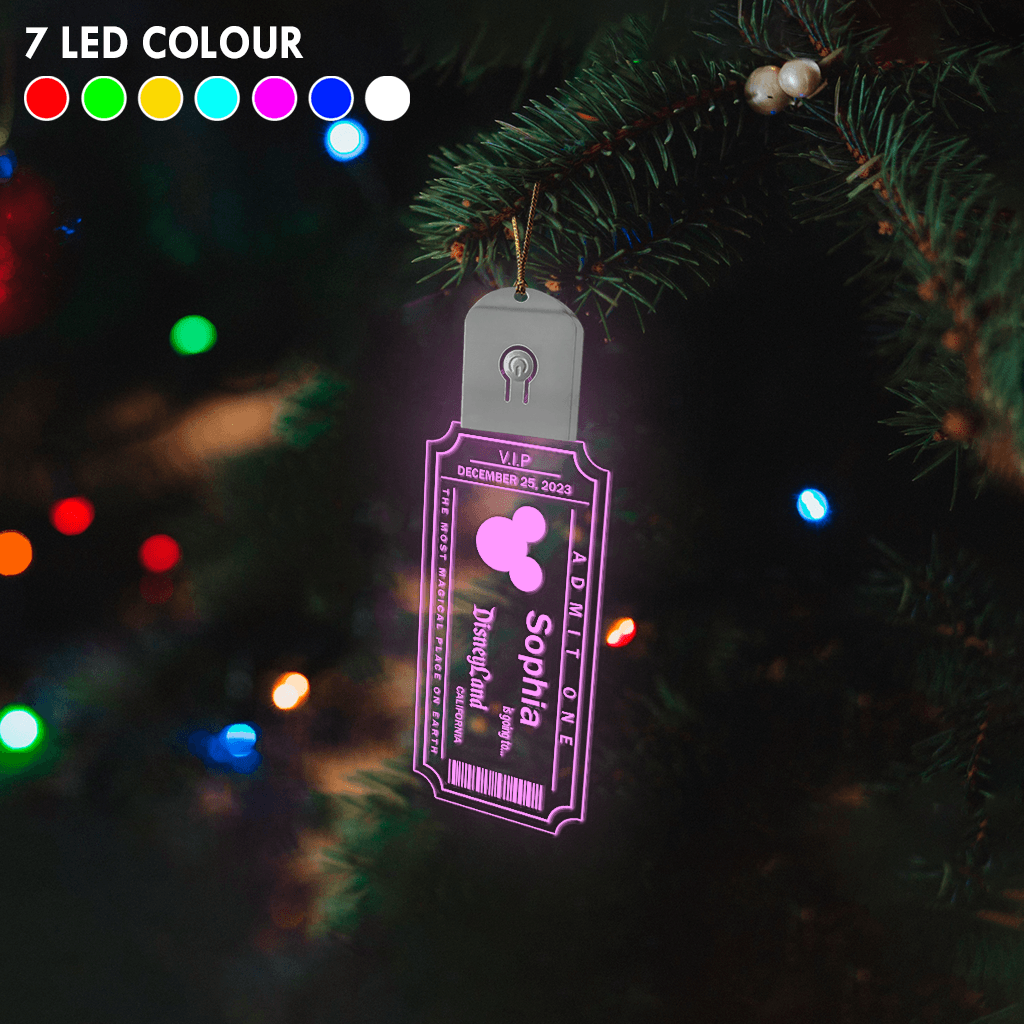 Personalized LED Acrylic Christmas Ornament with Mouse Design