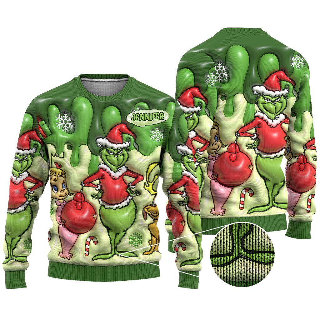 Personalized Grinch Christmas Ugly Sweater Gift for Mom