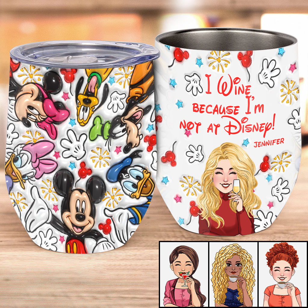 Personalized Wine Tumbler with Fun Disney Print Gift for Mom