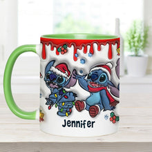 Load image into Gallery viewer, Personalized Christmas Accent Mug with Ohana Design for Mom

