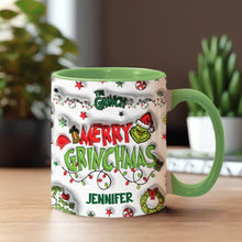 Load image into Gallery viewer, Personalized Grinch Christmas Accent Mug Custom Name Gift
