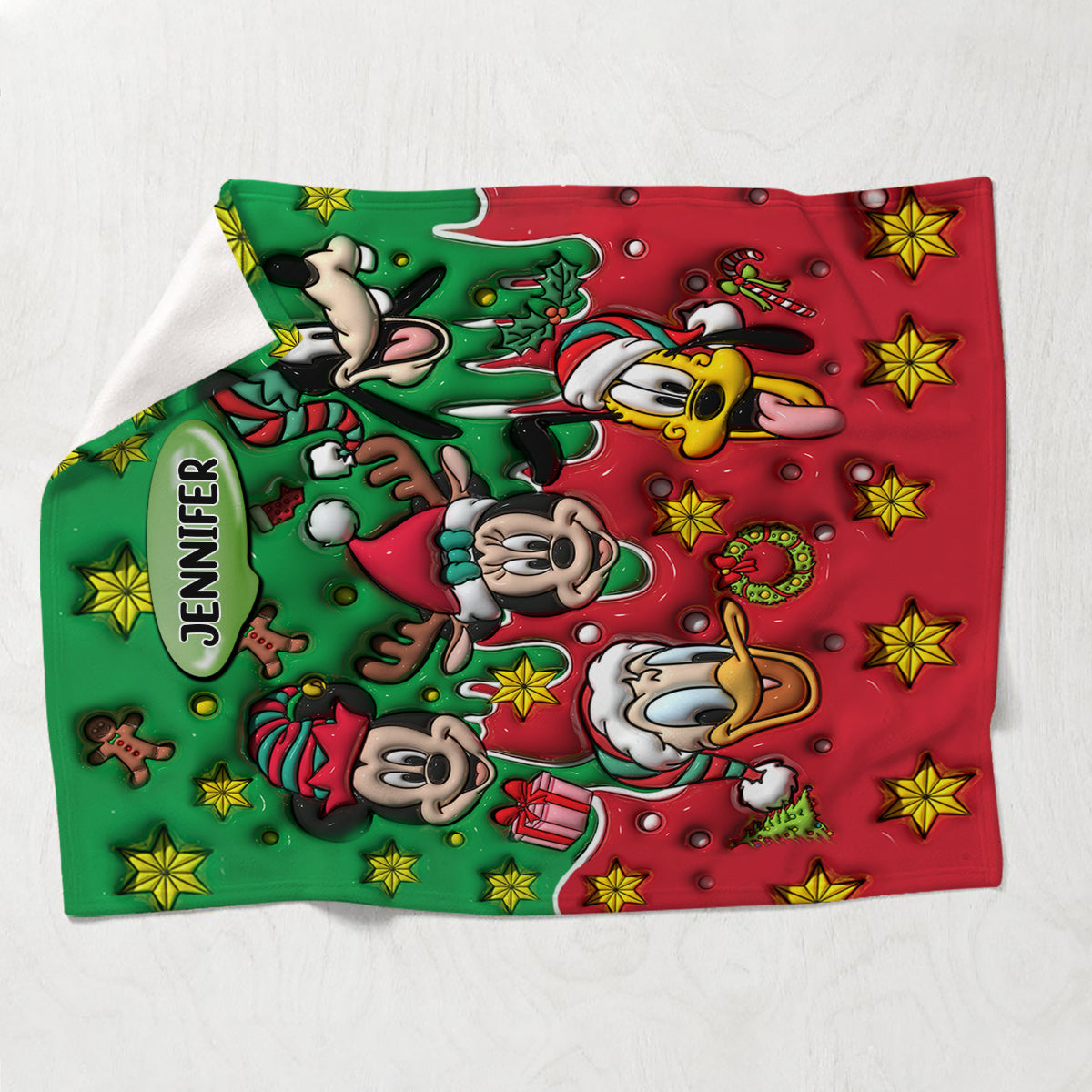 Personalized Christmas Mouse Blanket Custom Name Gift