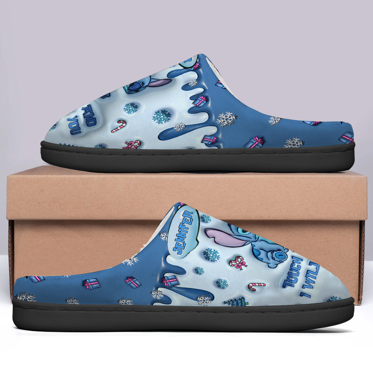 Personalized Ohana Slippers Touch This And I'll Bite You Gift