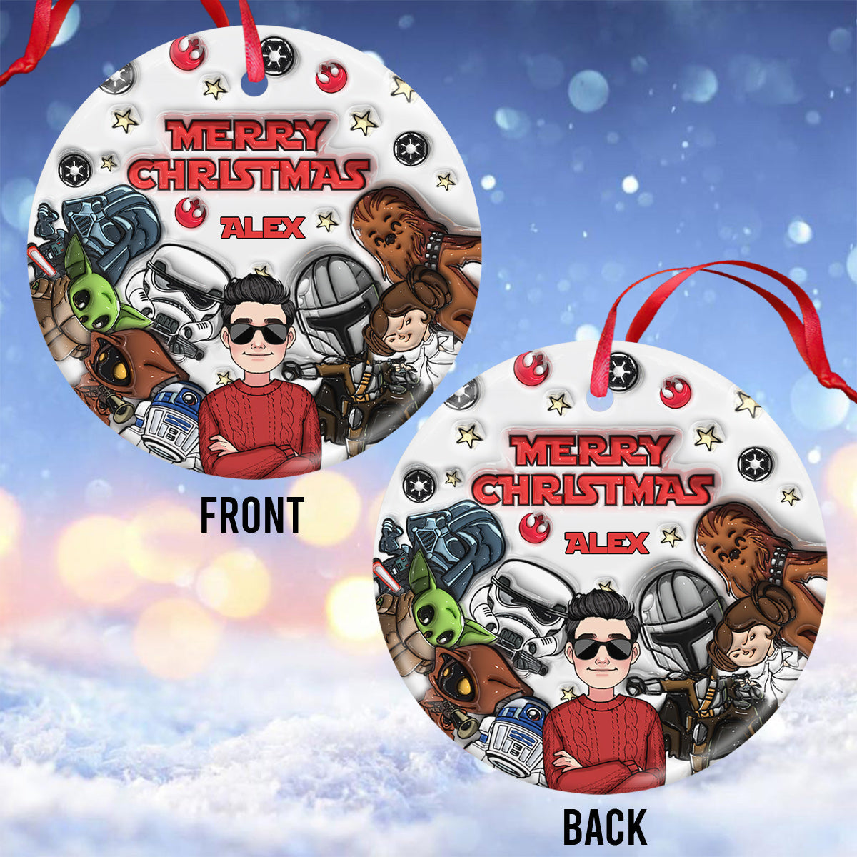 Personalized Ceramic Circle Ornament Merry Sithmas Gift for Kids