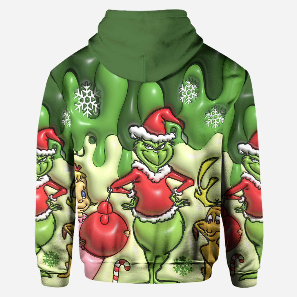 Personalized Grinch Hoodie & Leggings Set Custom Name Gift for Christmas