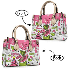 Load image into Gallery viewer, Personalized Leather Handbag with Grinch Design for Women - Custom Name Gift
