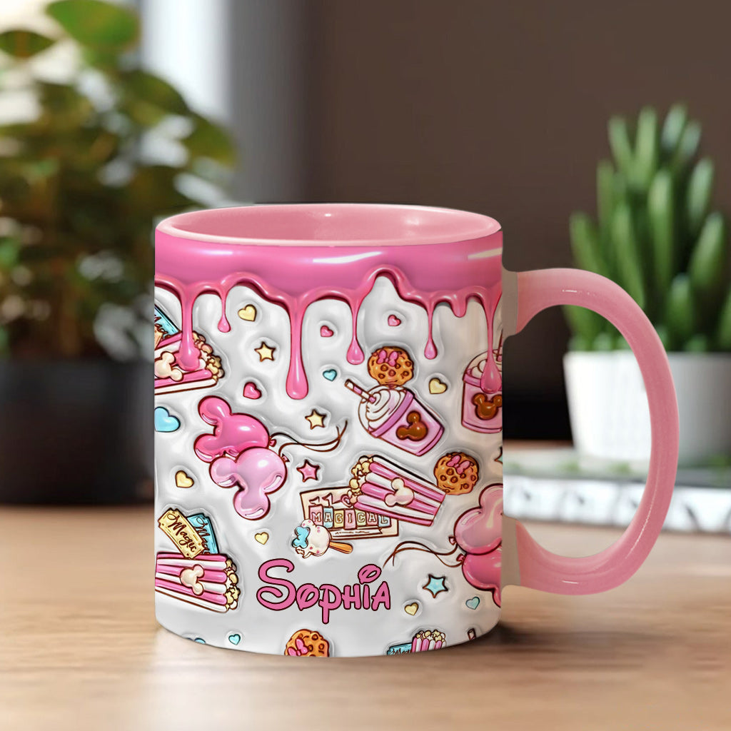 Personalized Pink Mouse Ears Accent Mug Custom Name Gift for Birthday