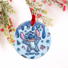 Load image into Gallery viewer, Personalized Ceramic Circle Ornament Merry Christmas Gift
