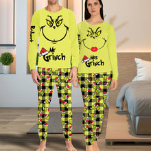 Load image into Gallery viewer, Personalized Grinch Couple Pajamas Set for Christmas | Custom Name
