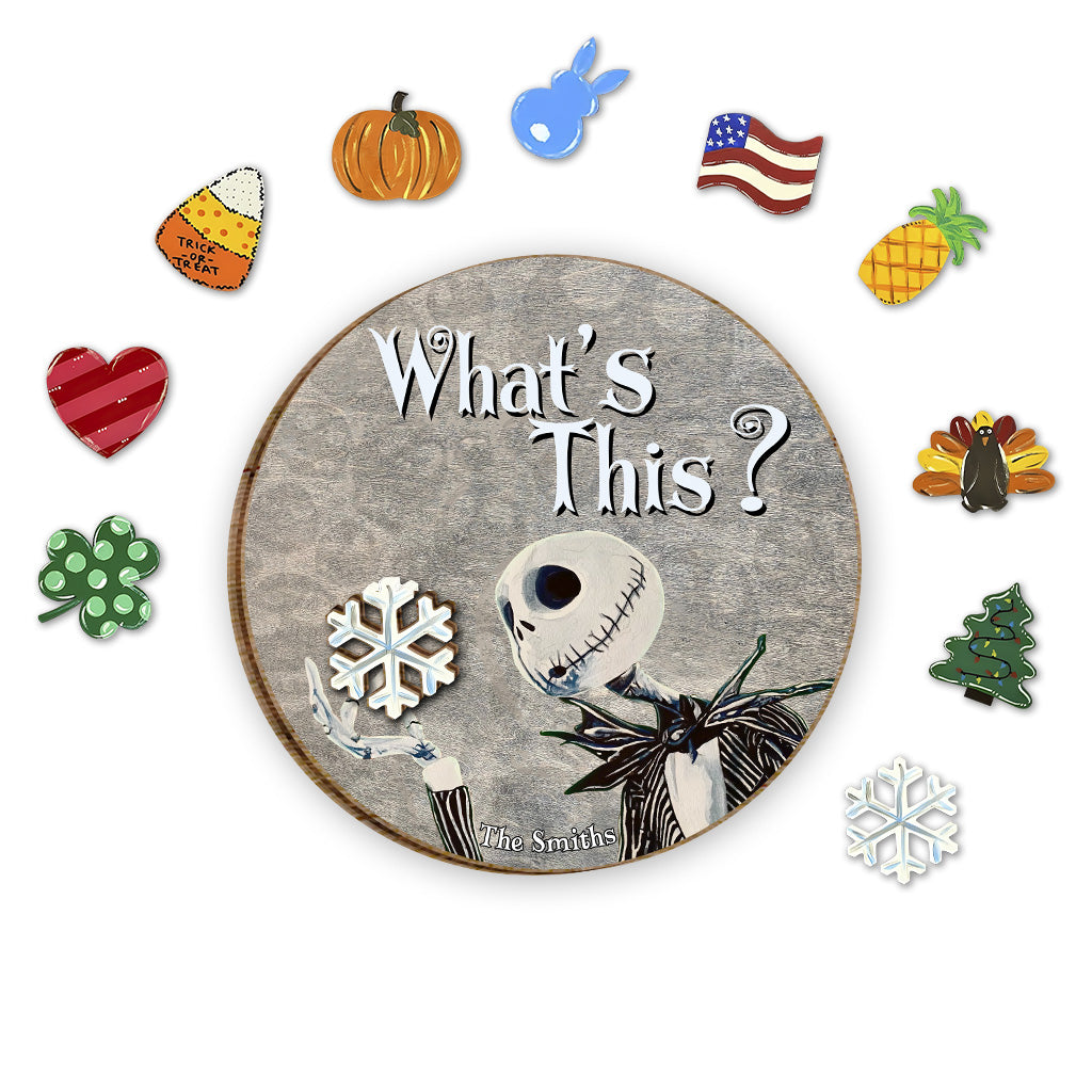 Personalized Interchangeable Wood Sign with Seasonal Charms