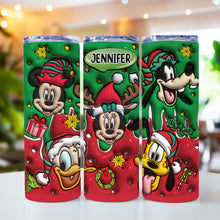 Load image into Gallery viewer, Personalized Christmas Mouse Skinny Tumbler Custom Name Gift
