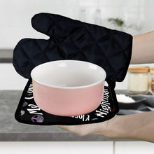 Load image into Gallery viewer, Personalized Nightmare Oven Mitt and Pot Holder Set Gift for Cooking Enthusiasts
