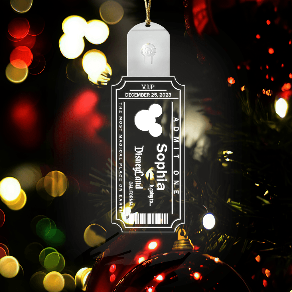 Personalized LED Acrylic Christmas Ornament with Mouse Design