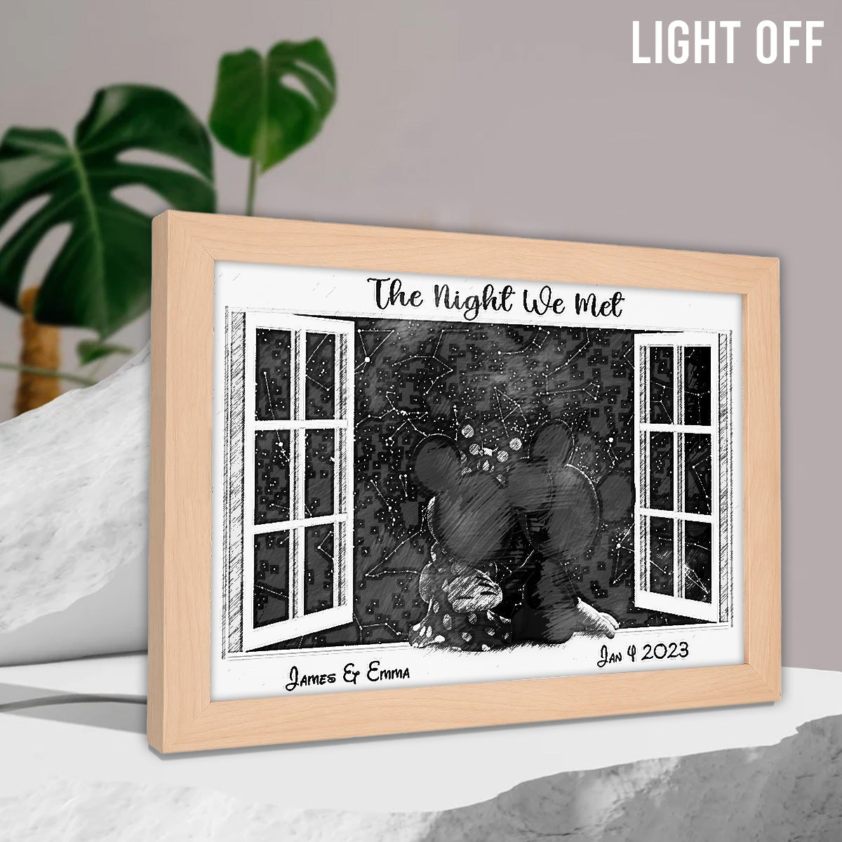 Personalized Night Star Map Light Photo Frame for Couples